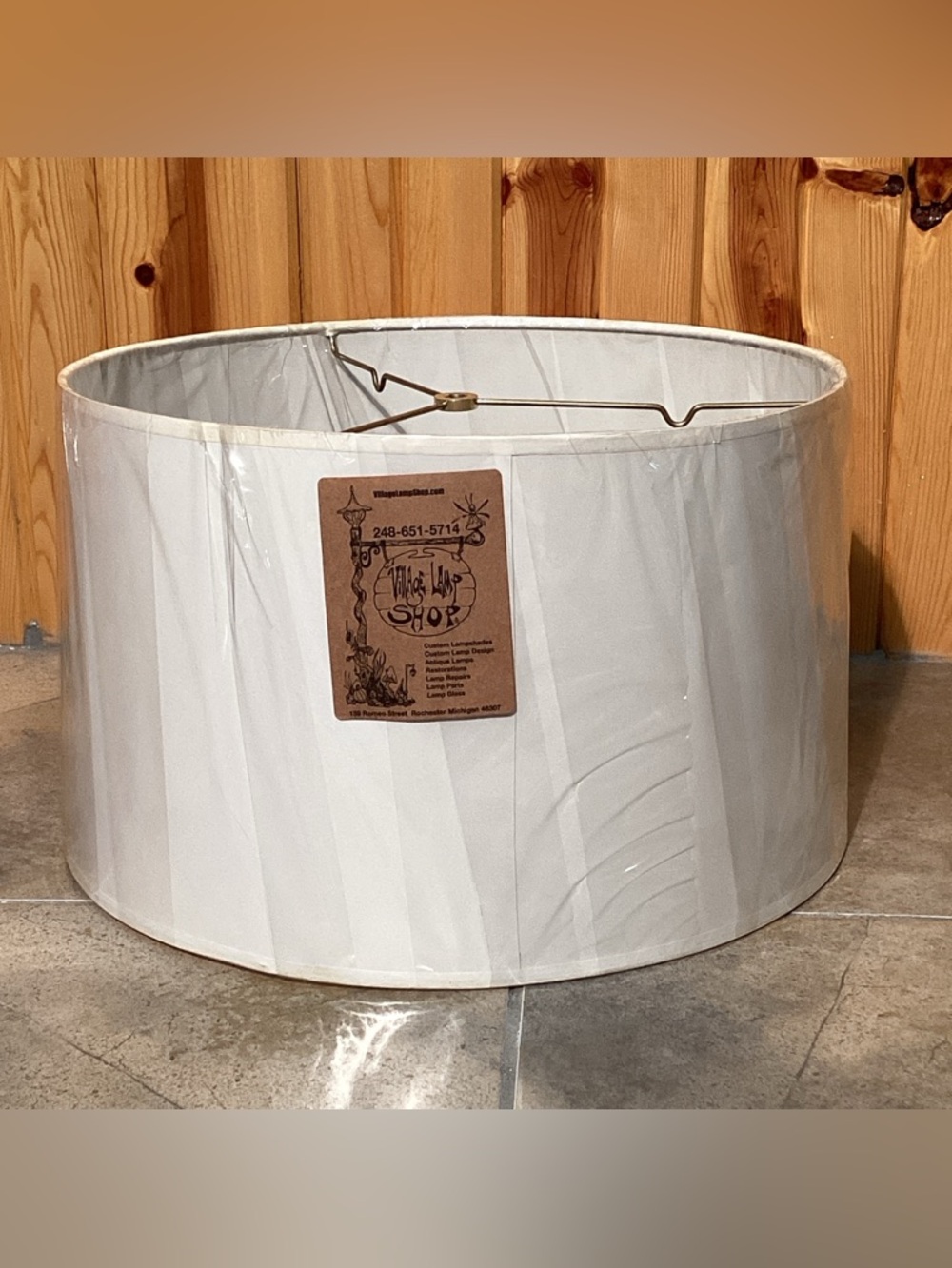 New in Package Ivory Drum Lamp Shade With Spider Fitter 16" X 9.5" X 15"